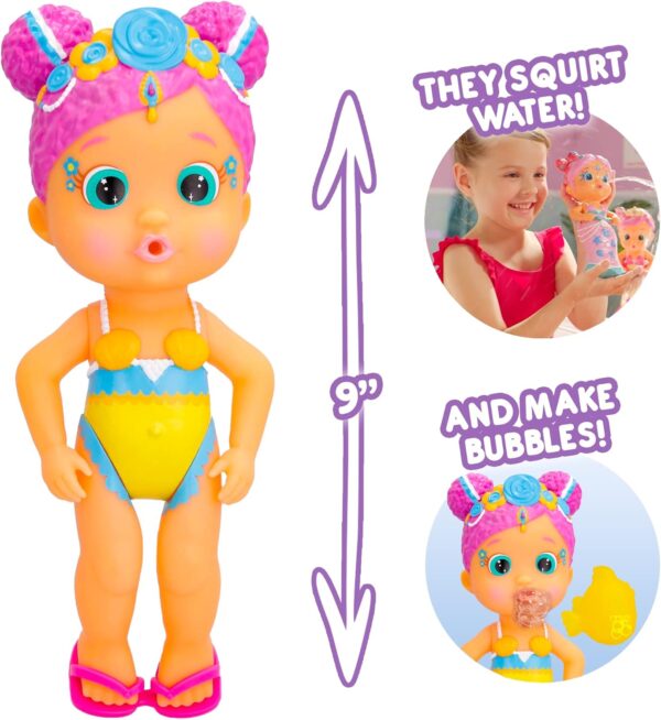 BLOOPIES Magic Tail Mermaid Melodie, sirena che spruzza acqua, 24 cm circa, IMC Toys 908710 - immagine 2