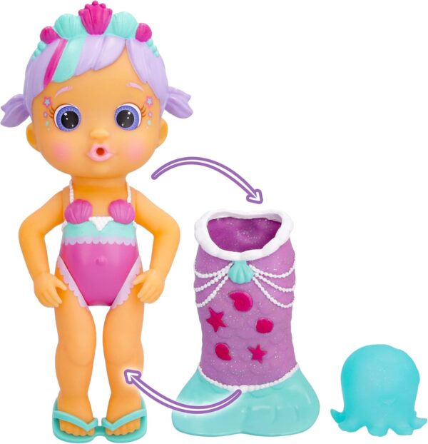 BLOOPIES Magic Tail Mermaid Daisy, sirena che spruzza acqua e fa le bolle, 24 cm circa, IMC Toys 908727 - immagine 3