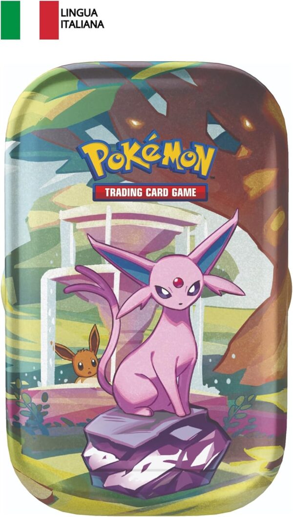 Pokémon Mini Tin Evoluzioni Prismatiche Espeon edizione in italiano