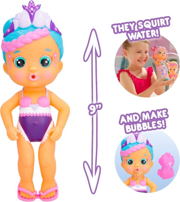 BLOOPIES Magic Tail Mermaid Nelly, sirena che spruzza acquae fa le bolle, 24 cm circa, IMC Toys 908741 - immagine 2
