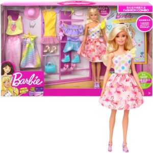 Barbie Fashion Doll con Combinazione di Abiti e Accessori, Mattel GFB83
