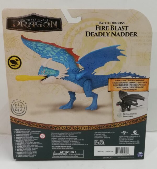 Dragons, Dragon Drago Tempestosa, Fire Blast Deadly Nadder, Spin Master 6072591 - immagine 2