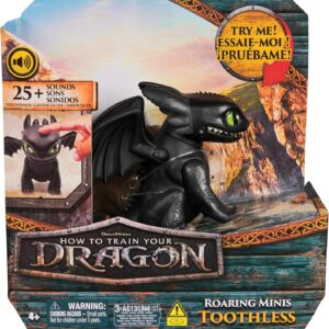 Dragons, Dragon Mini Drago Sdentato ( Toothless) 9 cm con sensore tattile, Spin Master 6072696