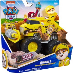 Paw Patrol Rescue Wheels,Veicolo Bulldozer di Rubble, Spin Master 6069304