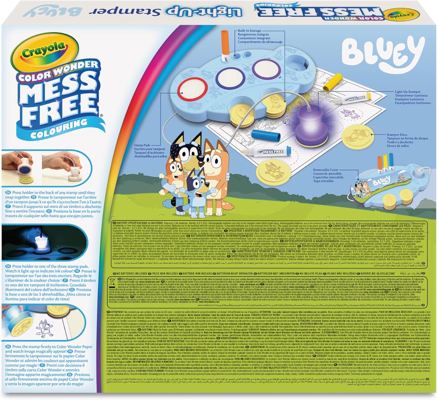 Crayola 75-0274 Colour Wonder Light-Up Stampers Bluey, stampini magici Luminosi